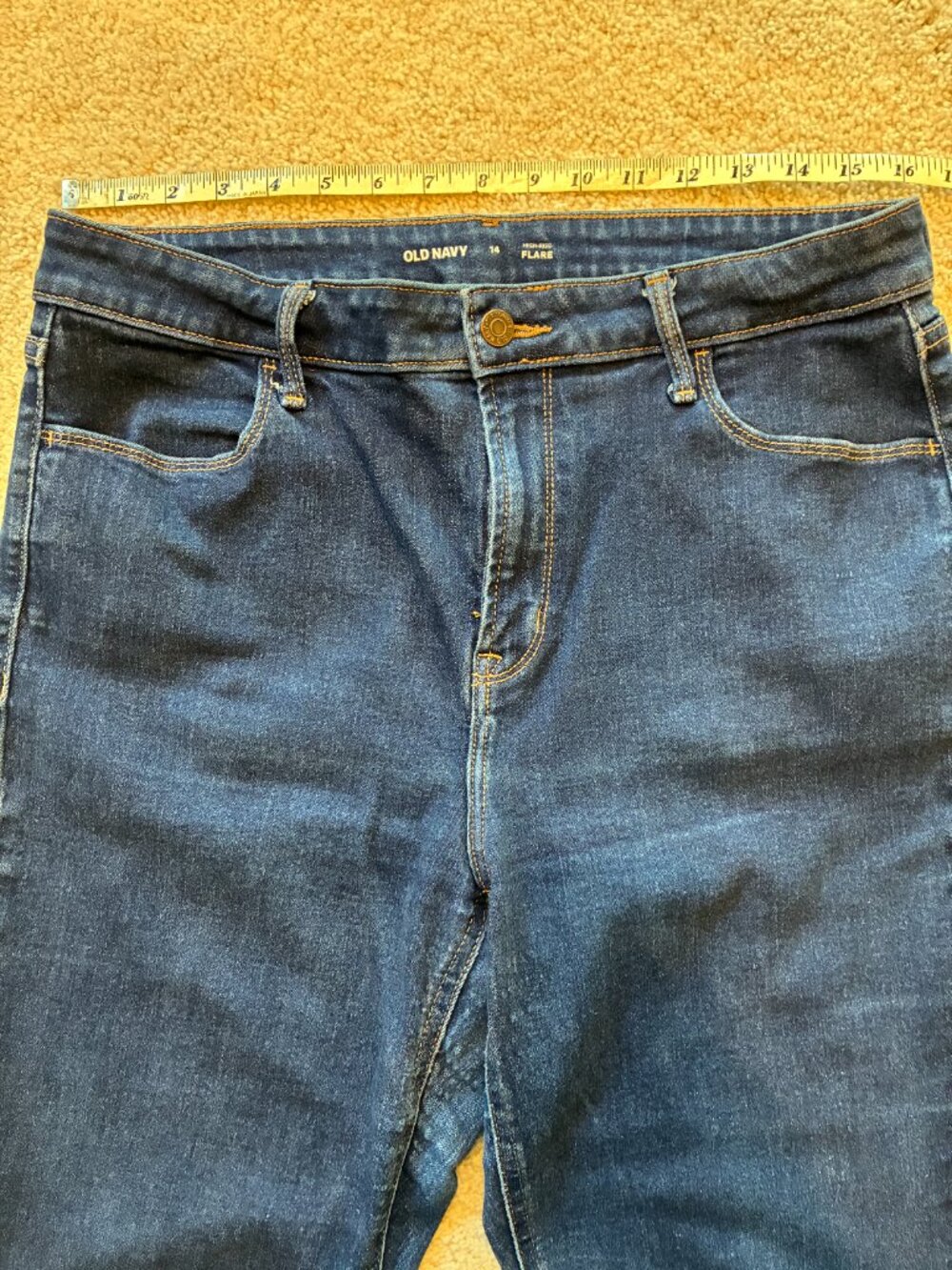 Old Navy Women's High-Rise Flare Dark Wash Jeans Pants - Picture 6 of 9